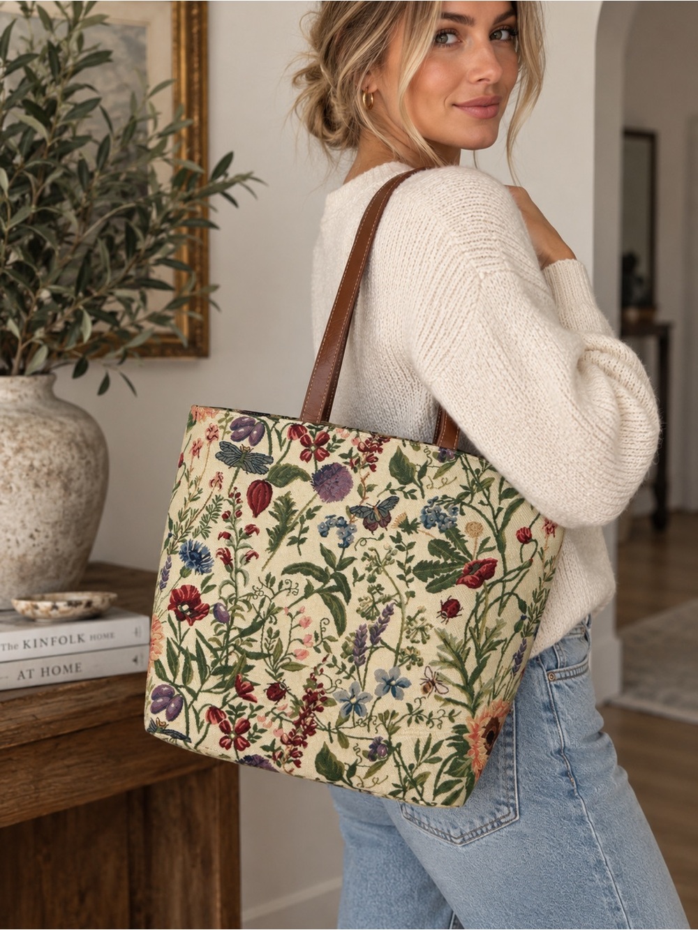 NWT Signare Morning Garden Tapestry Tote Bag Floral Botanical Cottagecore Granny